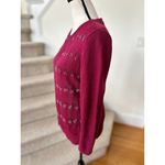 Liz Claiborne Vintage Y2K Red Beaded Crochet Long Sleeve Cardigan Photo 3