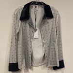 Maison Riche Jacket Womens XS Gray Sequin Plaid Velvet Collar Cuffs Long Sleeve Photo 0
