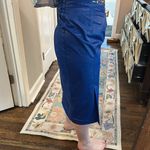 Vintage Blue Midi Skirt with Embellished Waist Photo 2