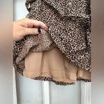 American Eagle  Y2K Skirt Buttons Belted Linen Blend Cheetah Pull On Brown Size S Photo 6