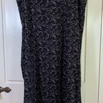 Vtg Notations Long Maxi Dress Medium Black Print‎ Retro Lagenlook Modest Coastal Photo 0