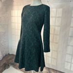 Loft  Ann Taylor Green & black print long sleeve a-line business casual dress siz Photo 2