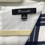 Madewell Blue and White Leighton Plaid Ruffle Bell Sleeve V-Neck Dress Photo 4