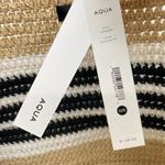 AQUA  Trio Striped Straw Woven Tote Bag New Photo 9