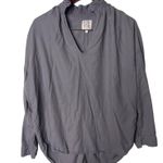 A Shirt Thing Dark Grayish Green Long Sleeve Shirt with Ruffle Collar Sz M Gray Size M Photo 0