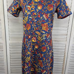 appleseed's Short Sleeve Midi T-Shirt Dress Blue Floral Print-PS Photo 0