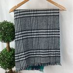 Apt. 9  Double Sided Green Blue Black & White Plaid Herringbone Rectangular Scarf Photo 2