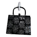 D’MARGEAUX Black Velvet & Silver Sequined Floral Bag Party Wedding Fancy Dinner Photo 1