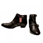 MATISSE "NEIL" BLACK LEATHER SILVER STUDDED CUT OUT LOW HEEL BOOTIES (8M) Size 8 Photo 5