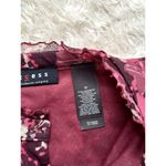 Liz Claiborne Vintage Cute Medium Y2K Mesh Sheer 90s Blouse Red Floral Lettuce Hem Whimsygoth Photo 4