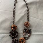 14” To 16” Vintage Choker Necklace Owl & Flower Attached Pendants Black Photo 1