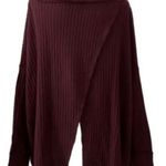 Free People Small Juicy Long Sleeve Date Night Wine Waffle Knit Turtleneck Photo 1
