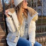 ZARA White Puffer Jacket with Faux Fur Hood Photo 0