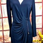 Carlisle  Double Zipper Ruched Front Slimming Dress Black 8 Photo 9