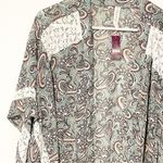 Cacique  Plus Size 18/20 Green Paisley Lace Trim Kimono Open Front Coverup NEW Photo 1