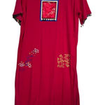 Vintage Cover Charge Red Floral Beaded Short Sleeve Maxi‎ Dress Size Large Photo 0