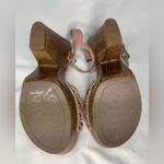 Guess Rose Blush Pink Suede Chunky Heel Sandals 8M Wooden 5” Heel Boho Open Toe Photo 9