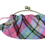 Ness Tartan Wool Clutch Bag Kiss Lock Plaid Purse 12.5x6 Women’s Vintage Style‎ Pink Photo 0