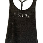 Wildfox “Just Live” Heather Gray Braided Racerback Tank Top, Small/Medium Photo 0