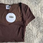 Princess Polly NWT Nolan Short Sleeve Ribbed Crop Top Size Small 4 Brown Cute Photo 6