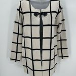 Escio Cardigan Sweater Womens M Toggle Button Windowpane Plaid Ivory Black NEW Multiple Size M Photo 0