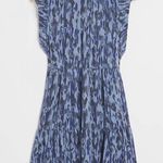 Anthropologie  Jenee Tiered Tunic Dress Blue Leopard Print Sz XS Photo 0
