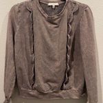 Anthropologie ERI + ALI Weckerlie Scalloped Gray Sweater Top Photo 0