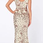 Kalinnu Champagne Sequins Mermaid Evening Gown dress Size Medium New with tags Tan Photo 1