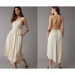 American Eagle  Halter Open Back Handkerchief Hem Midi Dress Cream NWT Photo 1