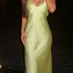 ZARA  Dress Lime Green Satin Effect Maxi Midi Wedding Party Date Coctail Photo 4