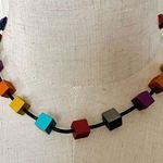 Colorful cubed necklace on cord Photo 0