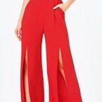 Naven Bebe x Elegant Red Strapless Sweetheart Front Slits Jumpsuit Photo 0