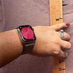 Poof! Round Ruffle Hem Sweater Ribbed Knit Dusty Rose Crewneck size Large Photo 6