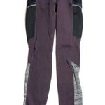 Athleta Colorblock Powerlift 2.0 Leggings Fleece Lined Purple Black Photo 0