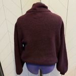 Topshop  Womens 12 Maroon Long Puff Sleeve Chunky Turtleneck Pullover Sweater Photo 1