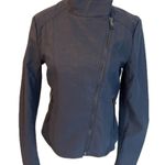 Andrew Marc Marc New York faux leather navy blue collared zip jacket NEW Size S Photo 1