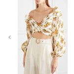Zimmermann NWT.  Floral Print One-Shoulder Top ZIM 0/ US 4 white yellow Photo 13