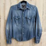 Vintage Women's P Denim Western Shirt Polo Jeans Co. Ralph Lauren Snap Button Blue Photo 0