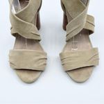 Raye Revolve x Mia Heel Nude Nubuck Suede Strappy Wrap Wood Block Heel Beige 7.5 Photo 7
