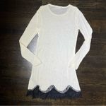 ZARA  Cream Knit Black Lace Hem Sweater Dress Photo 3