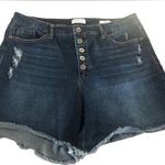 Sofia Vergara  Lila Short 14 Exposed Button~Fly Fringe Hem Distressed Stretch Photo 0