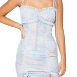 Skylar + Madison  Tie Dye Ruched Mini Dress Blue Purple Size Medium NWT Photo 0