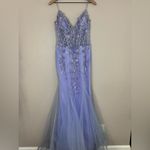 Jovani  05839 Perri Plunging Neck Mermaid Prom Dress Gown size 6 Periwinkle $700 Photo 5
