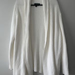 Ralph Lauren Lauren  White 100% Cotton Ribbed Knit‎ Long Cardigan Size 1x Cottage Photo 0