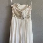 Jasmine Couture Strapless Wedding Dress Pleated Skirt Size 8 Sequins Beaded White Photo 2