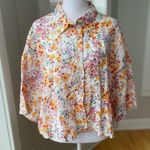 H&M Multicolored Spring Floral Linen Cropped Short Sleeve Shirt Jacket Sz Large Photo 14