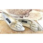 Stuart Weitzman 80s/90s VTG for Martinique Grey Pump RIbbon Vamp Heels sz 8 Photo 6