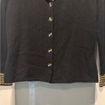 Vintage Black Gold Rhinestone Button Cardigan San Remo Laura Knits Size S Photo 2