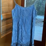 Juicy Couture  Blue Denim Embroidered Floral Buttons Mini Dress Size 4 Photo 4