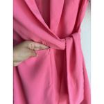 4SI3NNA Marcella‎ Romper Women's Small Hot Pink Ruched Short Sleeve Tie Front Photo 7